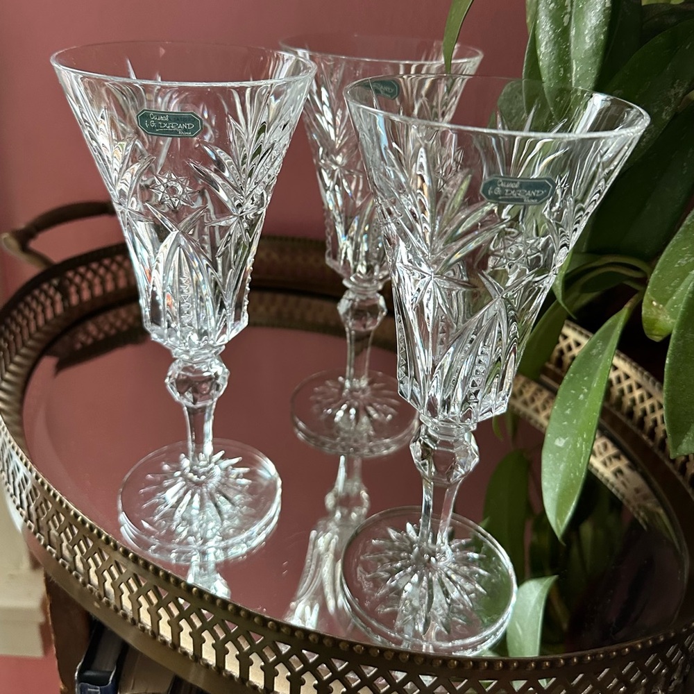Set of 3 Cristal D'Arques-Durand Vincennes French Lead Crystal Wine Glasses